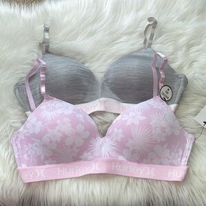 Hurley 2 Pack Wirefree No wire Push up Light Padded Bra NWT